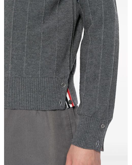 Thom Browne Gray Rwb-Stripe Long-Sleeve Jumper for men