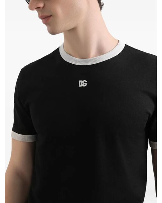 Dolce & Gabbana T-Shirt Met Geborduurd Logo in het Black voor heren