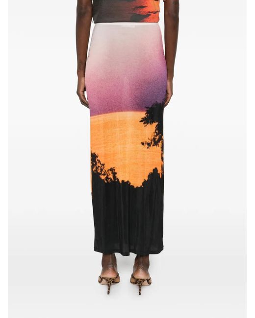 Rabanne White Palm Print Midi Skirt