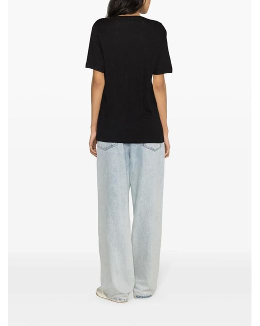 Isabel Marant Black Zewel Linen T-Shirt