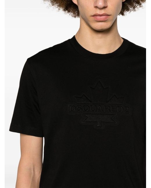 DSquared² Katoenen T-shirt Met Logo-reliëf in het Black voor heren