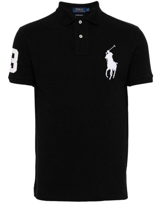 Polo Ralph Lauren Black Big Pony Cotton Polo Shirt for men