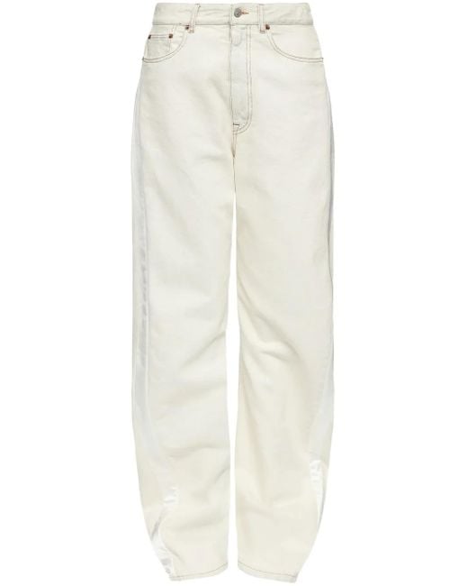 MM6 by Maison Margiela White High-Waisted Jeans With Subtle Sheen
