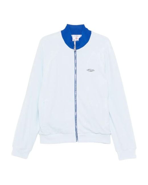 Casablanca Blue Velour Zip Track Jacket for men