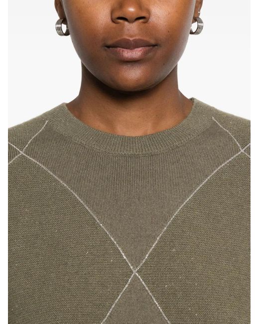 Peserico Green Diamond-Pattern Sweater