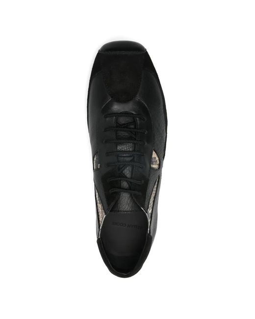 STEFAN COOKE Black Slashed Embossed Leather Sneakers for men