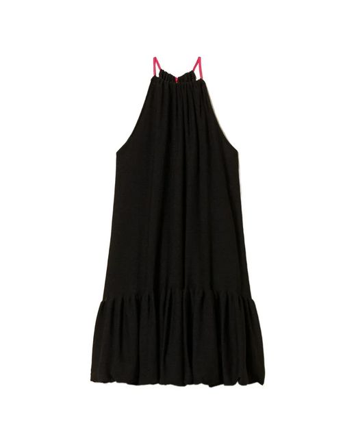 Twinset Women's Black Halterneck Ruffled Dress