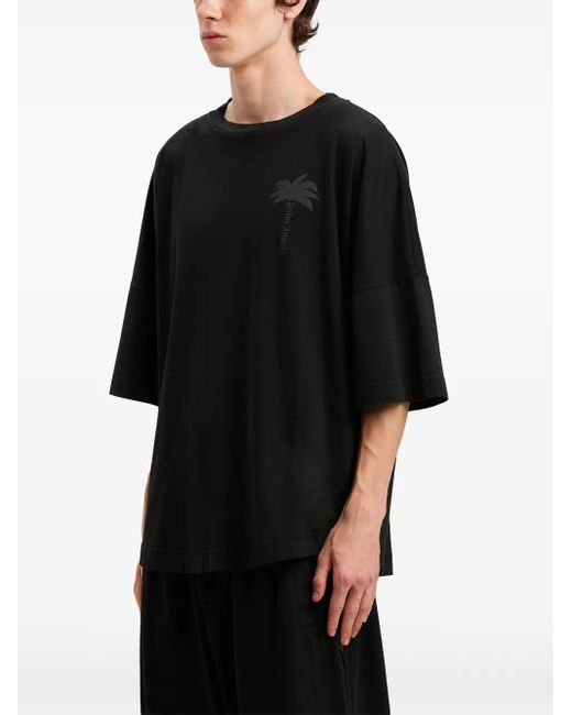 Palm Angels Black Cotton T-Shirt for men