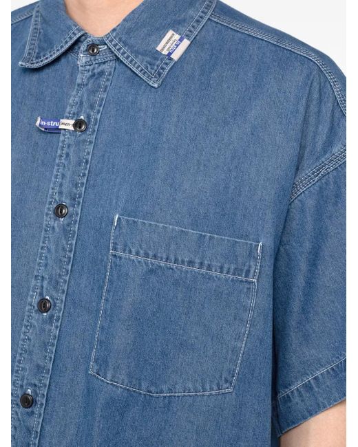 in・stru(men-tal) Blue Logo-Patch Denim Shirt for men
