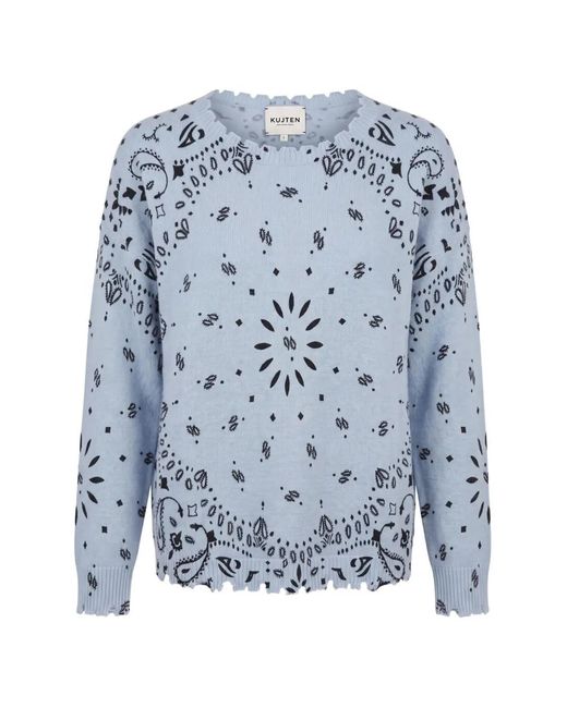 Kujten Blue Mela Bandana-Print Sweater