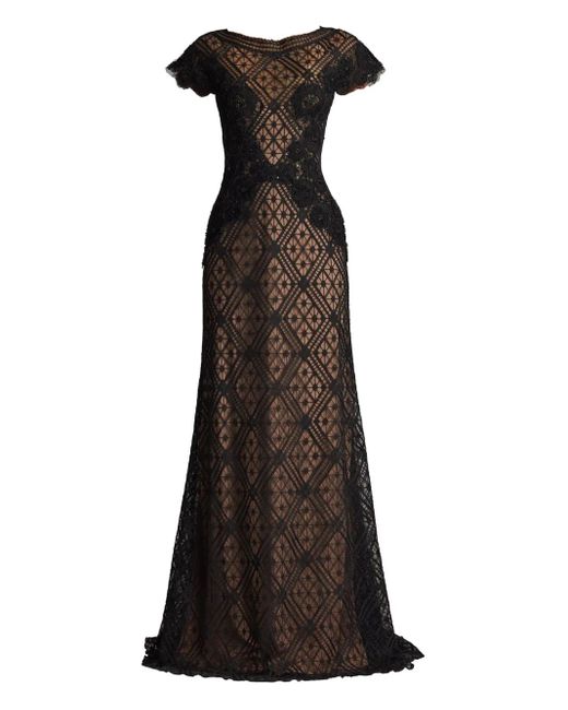 Robe Cocktail Tadashi Shoji Noire Avec Insertion Dentelle - Taille L - Neuve Avec étiquette