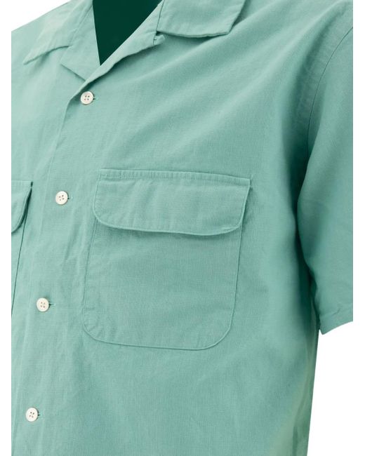 Beams Plus Green Open-Collar Pocket Shirt for men