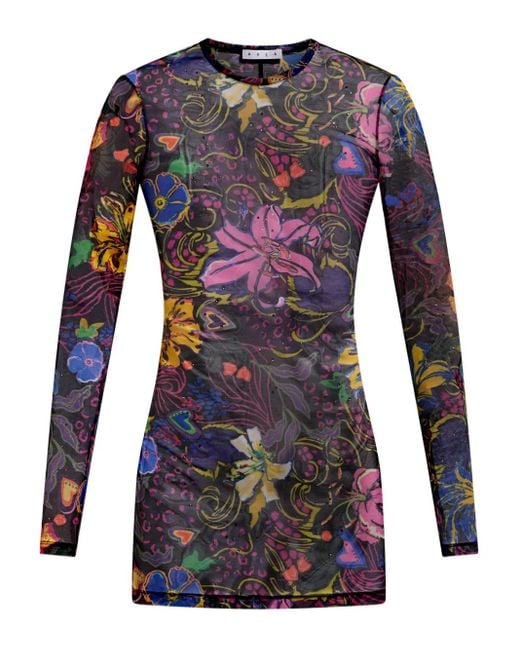 Area Blue Tüll-Minikleid mit Hotfix-Print