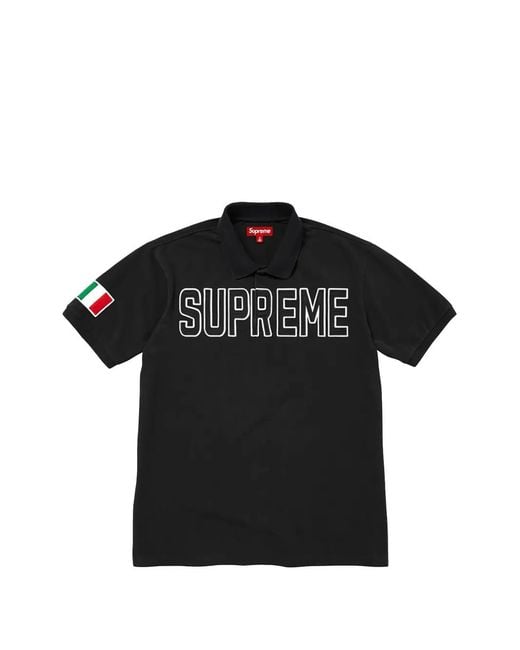Supreme Twill-Appliqué Polo Shirt in Black for Men | Lyst Canada