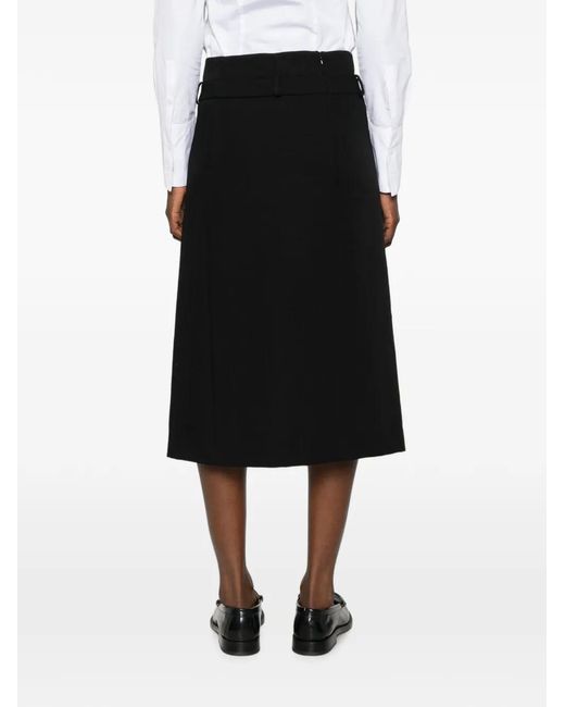 Sandro Black Split-Front Midi Skirt