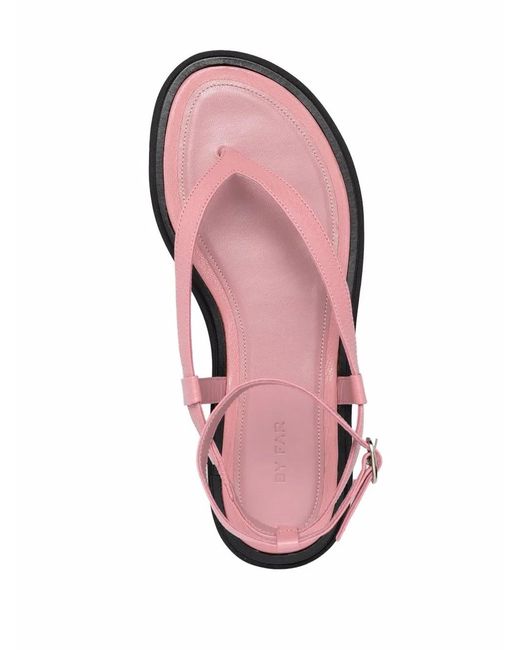 By Far Pink Cece Grained-Leather Sandals