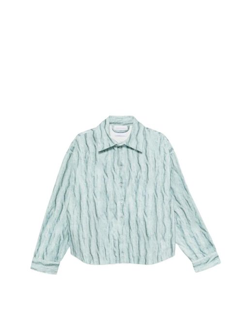 Bonsai Blue Crinkled-Effect Shirt Jacket for men