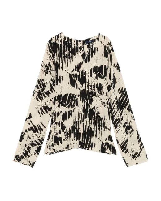 Soeur White Abstract-Print Silk Top