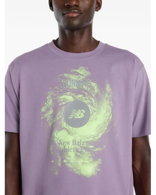 New Balance Purple Graphic-Print T-Shirt for men