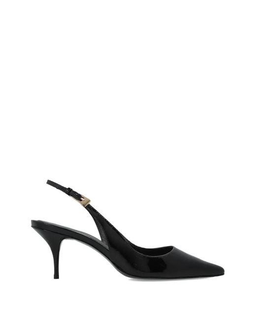 Black Suede Studio Black Branca Point-Toe Slingback Pumps