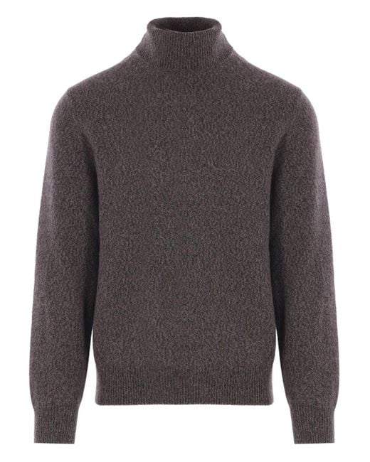 Agnona Gray Ribbed High-Neck Cashmere Sweater for men