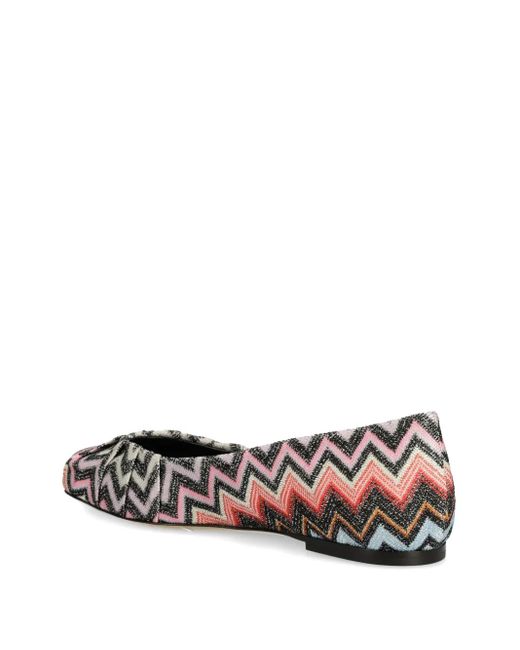 Missoni Black Zigzag-Patterned Ballerinas