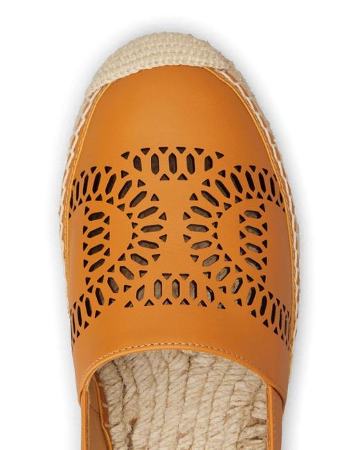 Tod's Brown Logo-perforated Leather Espadrilles