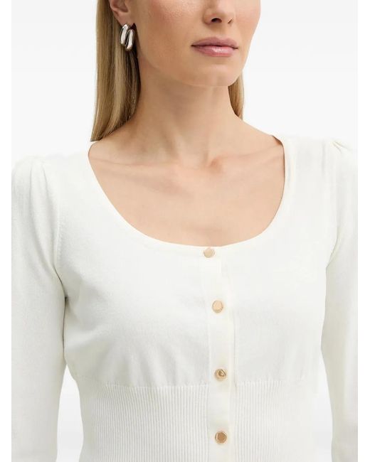 Fracomina White Cardigan Mit Rundem Ausschnitt