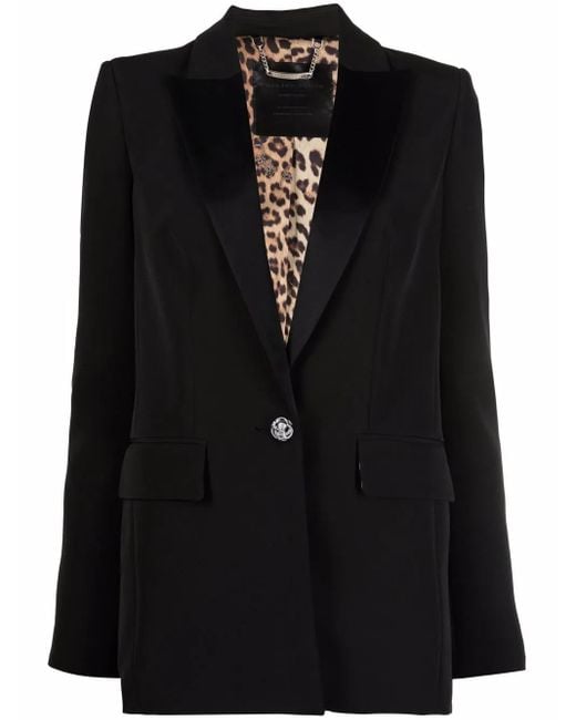Philipp Plein Black Sequinned Tiger Single-Breasted Blazer