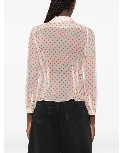 N°21 Pink Polka-Dot Sheer Top