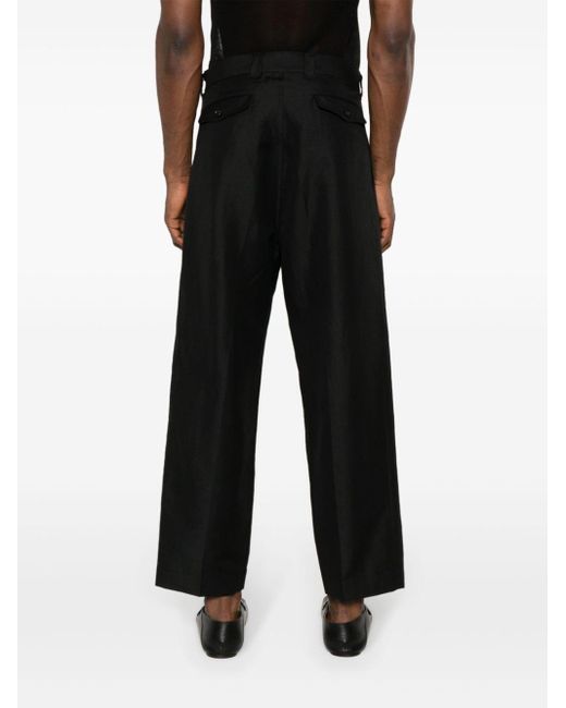 Comme des Garçons Black Pleated Tapered Trousers for men