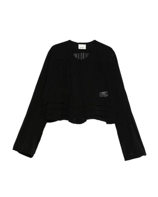Isabel Marant Black Pleated-Panel Blouse