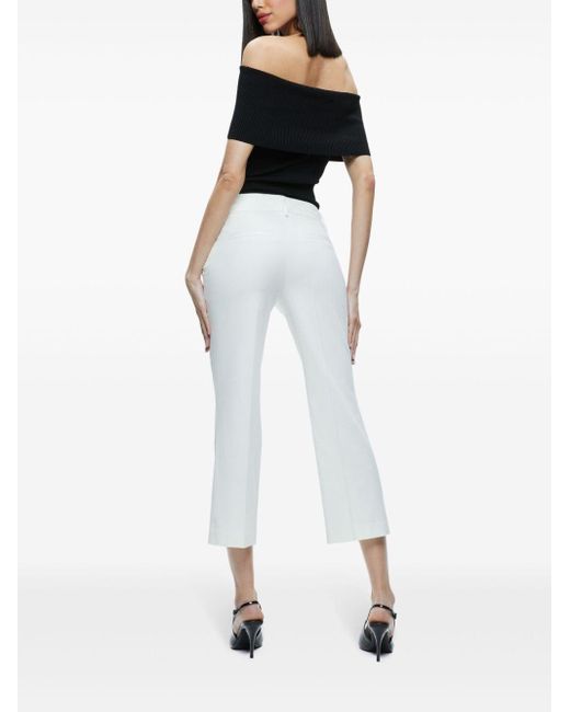 Alice + Olivia White Janis Cropped Trousers