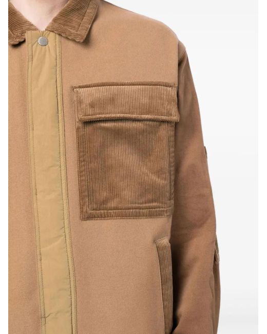 Emporio Armani Brown Corduroy-Panelled Cotton Jacket for men