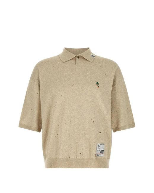 Maison Mihara Yasuhiro Natural Logo-Embroidered Polo Shirt for men