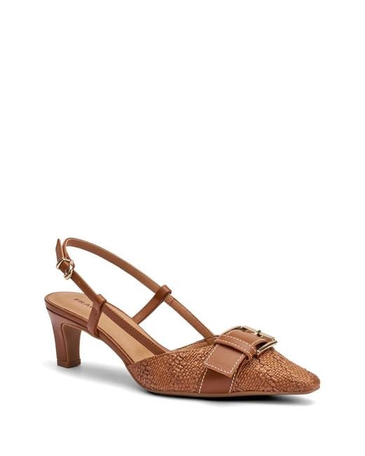 Frau Brown Slingback Buckle Pumps