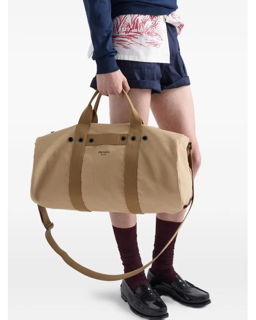 Prada Brown Canvas Duffel Bag for men