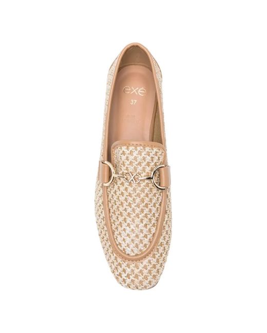 Exe' White Woven Horsebit Ballet Flats