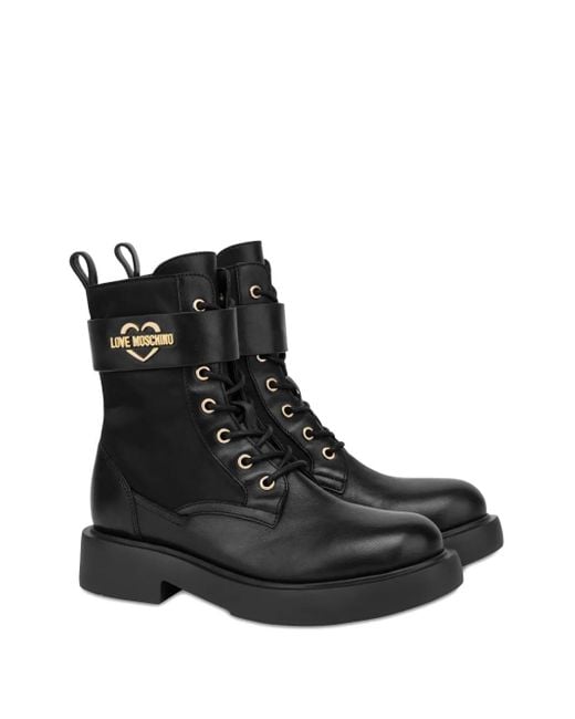 Love Moschino Black Lace-Up Boots