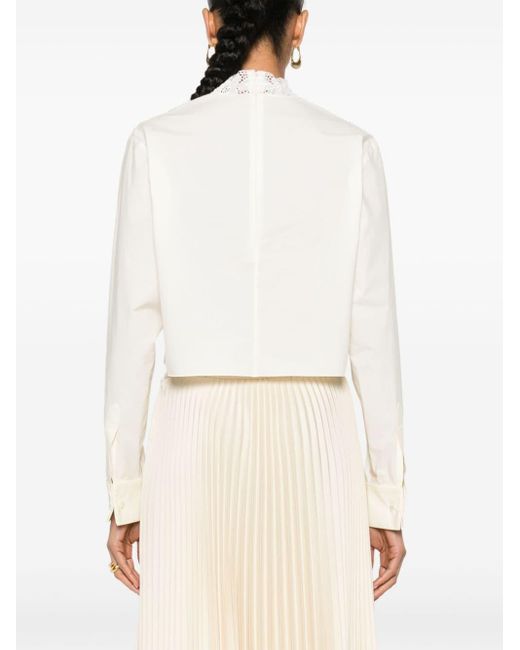 Philosophy Di Lorenzo Serafini White Broderie-anglaise Cropped Blouse