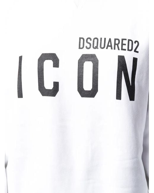 DSquared² White Icon Print Hoodie