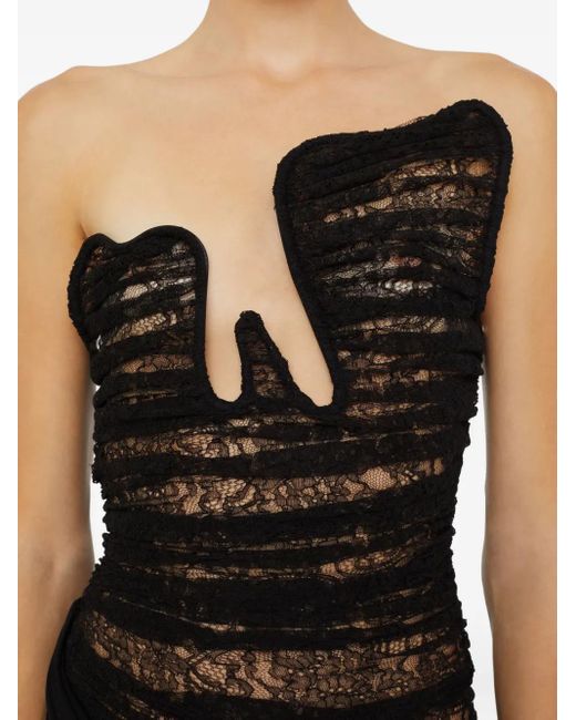 Christopher Esber Black Salacia Lace-Panelled Maxi Gown