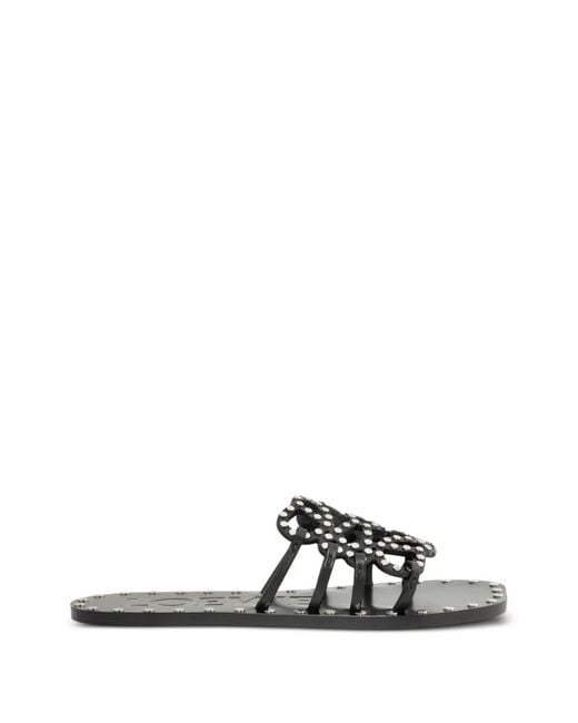 Loewe White Petal Anagram Studded Sandals