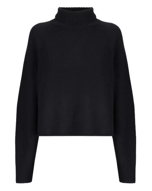 Laneus Black Turtleneck Raglan-Sleeves Sweater