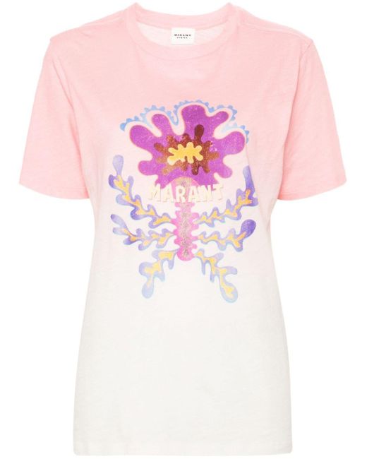 Isabel Marant Pink Logo-print Cotton T-shirt