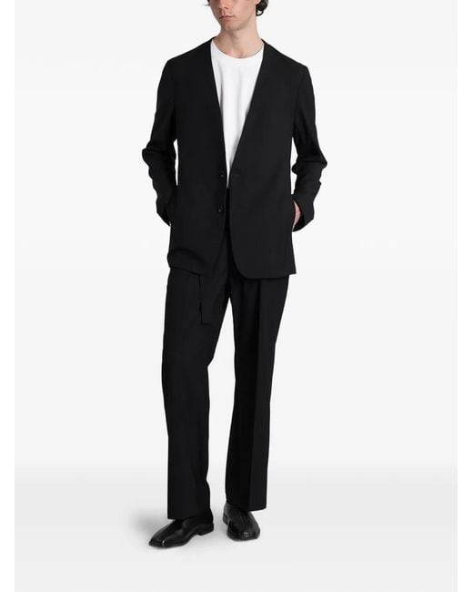 Attachment Black Collarless Single-Breasted Jacket for men