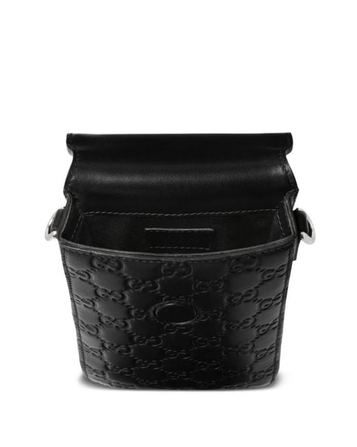 Gucci Black Gg-Embossed Phone Bag for men