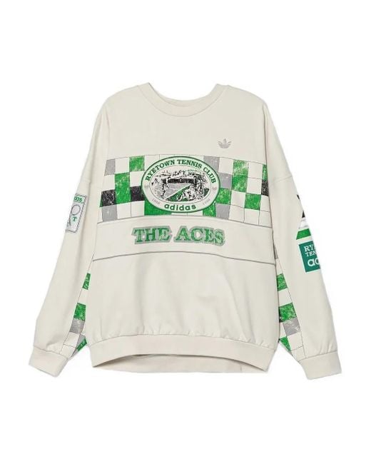 Adidas White Checkers-Print Sweatshirt