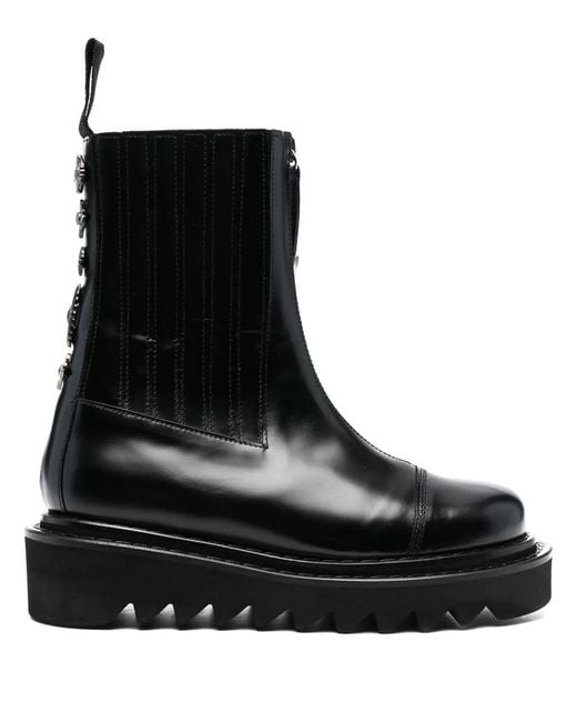 Toga Black Ridged Sole Ankle Boots