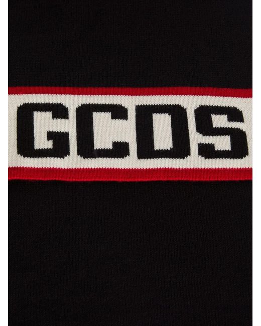 Gcds Black Logo Knitted Scarf